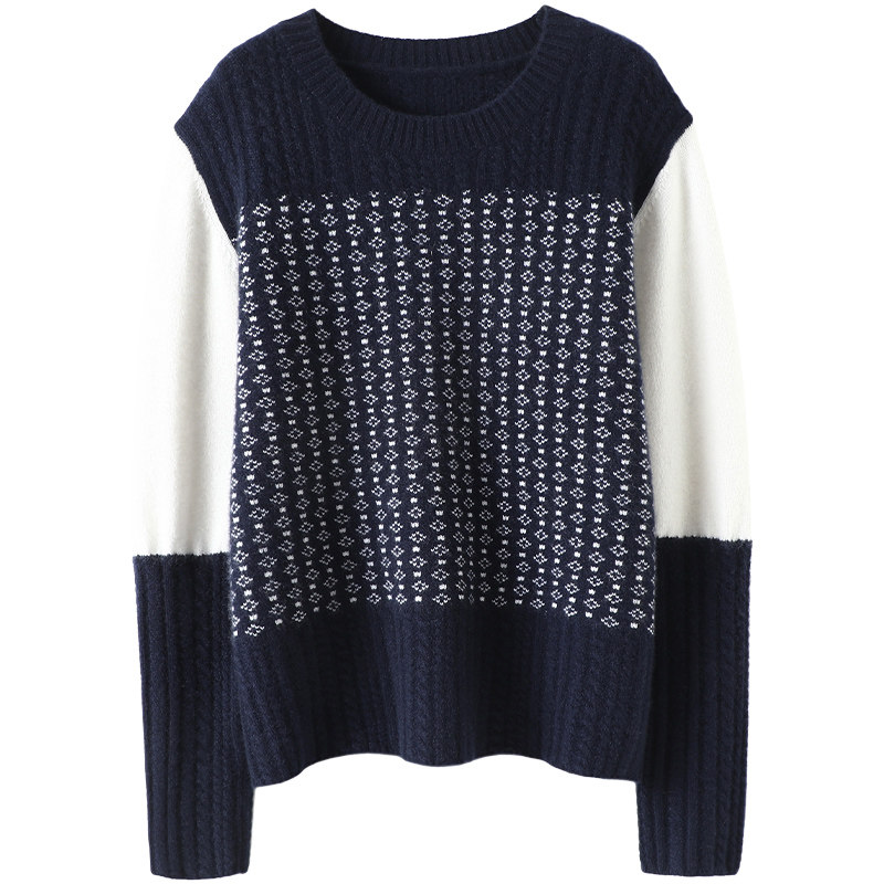 一眼就喜欢的设计！圆领羊绒衫女纯羊绒毛衣宽松针织衫慵懒风加厚,淘宝优惠券,粉丝福利购,淘宝优惠卷