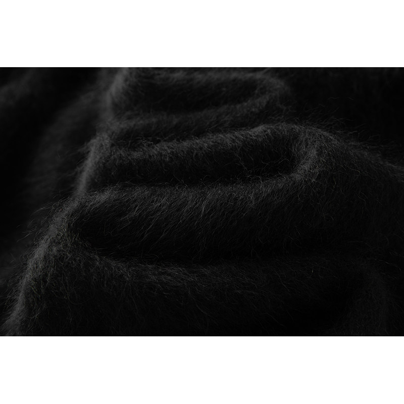 自带气质款！百分百纯山羊绒拉绒工艺黑色中长款开衫外套,淘宝优惠券,粉丝福利购,淘宝优惠卷