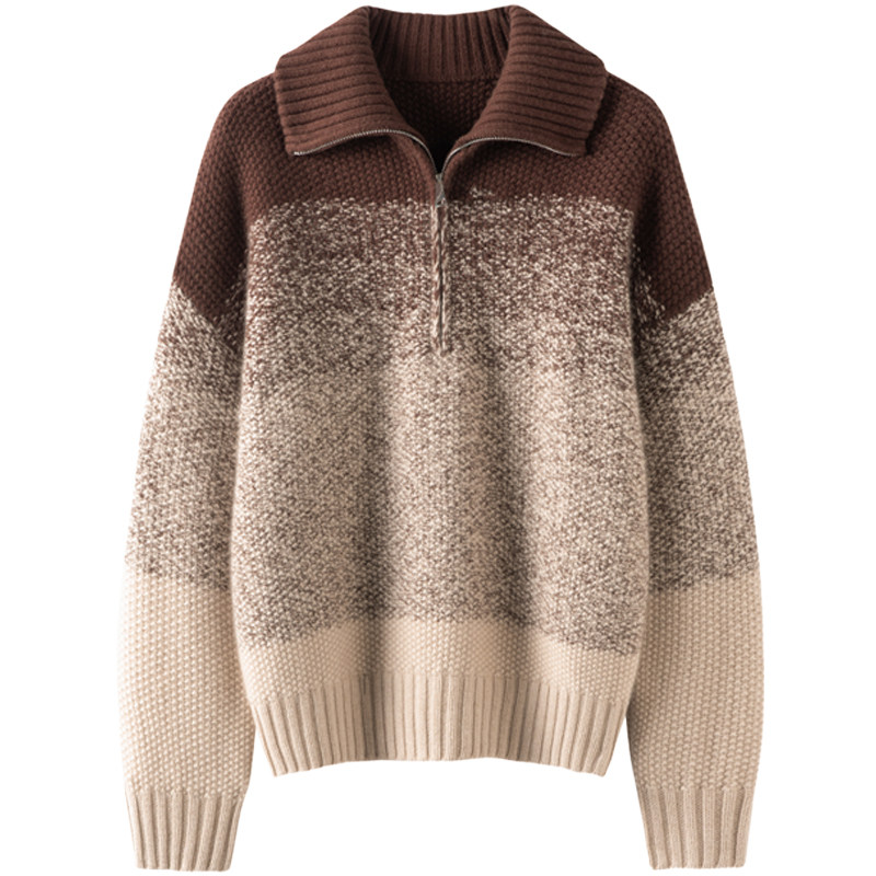 硬实力牛货！高端慵懒风100%纯山羊绒衫毛衣女宽松型冬季高领撞色,淘宝优惠券,粉丝福利购,淘宝优惠卷