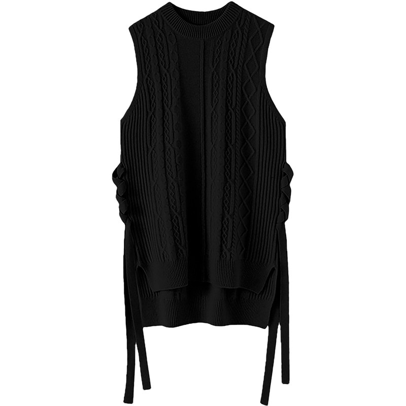 美到飙泪！侧边绑带前短后长绞花羊绒背心女纯羊绒衫毛衣马甲加厚,淘宝优惠券,粉丝福利购,淘宝优惠卷