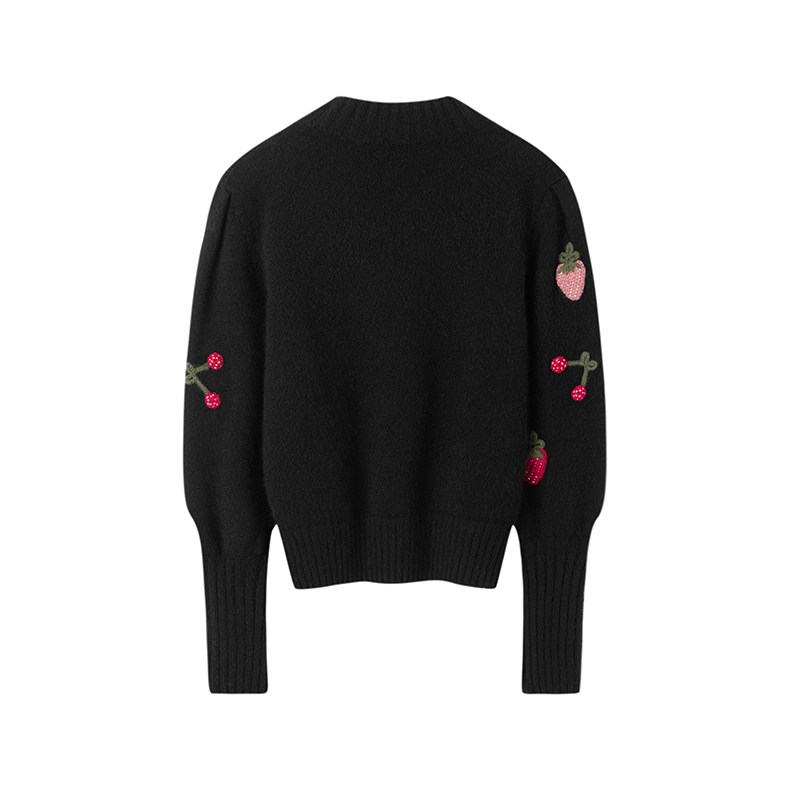 好美丽精致！纯手工钩花草莓半高领羊绒衫女纯羊绒毛衣秋冬加厚,淘宝优惠券,粉丝福利购,淘宝优惠卷