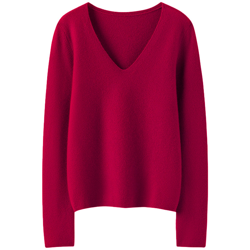 穿搭很抬气！穿搭很抬气~V领羊绒衫女纯羊绒毛衣套头针织打底衫,淘宝优惠券,粉丝福利购,淘宝优惠卷