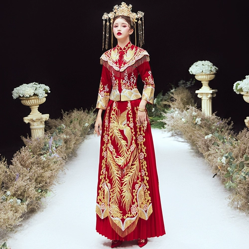 Свадебное платье Feng Guanxia, ​​Служба Служба 2023 Новая невеста Старший свадебный свадебный свадебный дракон и платье с Фениксом Лето лето