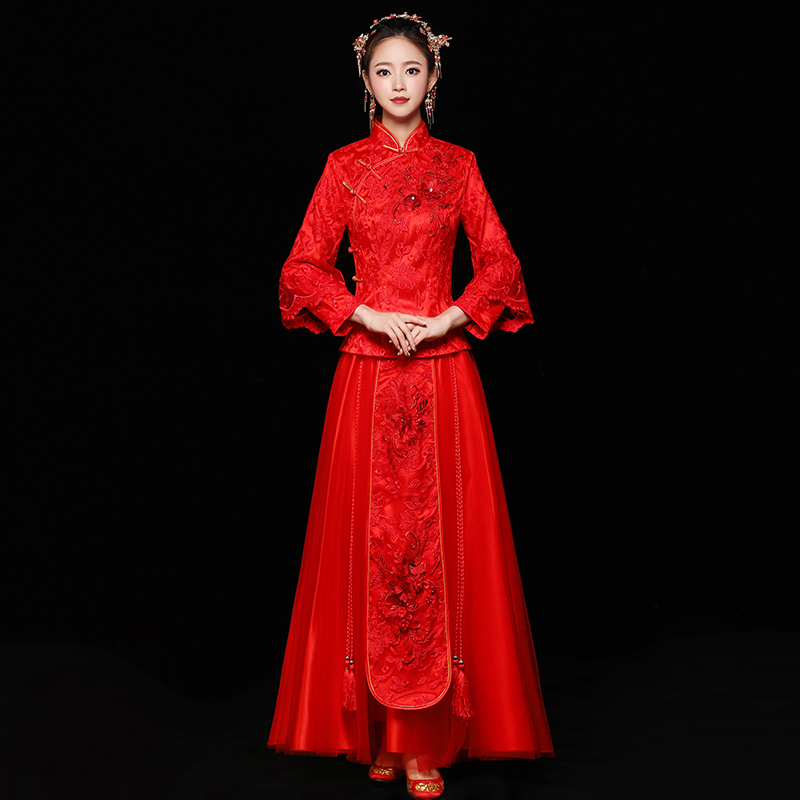 倾妍阁旗舰店秀禾服新娘敬酒服新款出阁服礼服结婚中式婚纱古装嫁衣秀和服1