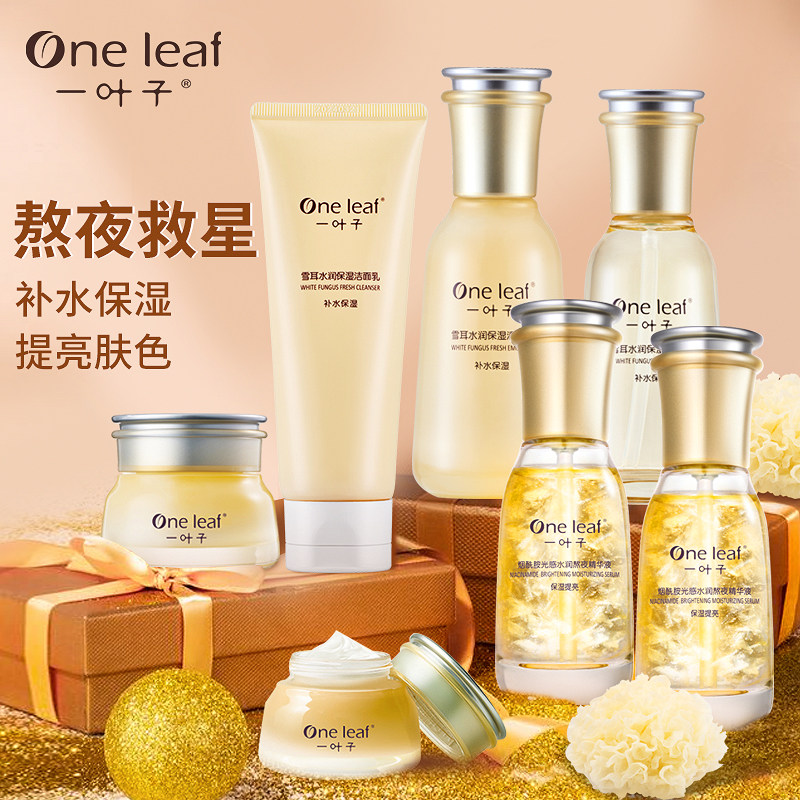 一叶子植物护肤品雪耳补水套装熬夜 一叶子雅印面部护理套装