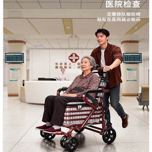 老年人代步手推车推车四轮辅助行走神器老人助行购物车小推车 - 图1
