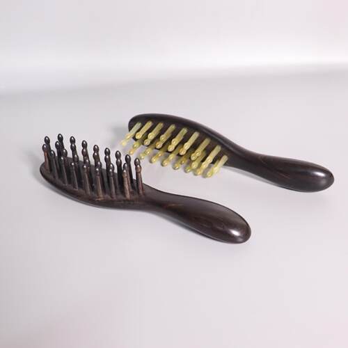 Purple Sandalwood Sheep Horn Head Massage Comb with Teeth E - 图0