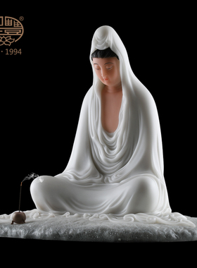 观音菩萨艺术风玉石神像佛堂摆件