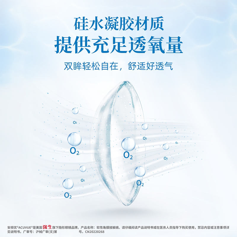 强生安视优欧舒适双周抛6片硅水凝胶近视隐形眼镜双周抛8.4mm基弧