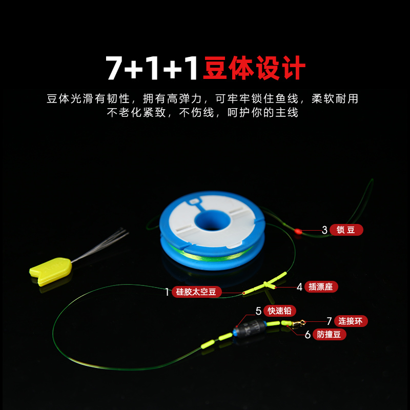 一味小配件硅胶套组太空豆黑坑竞技休闲钓鱼垂钓组合铅皮漂座套装 - 图1