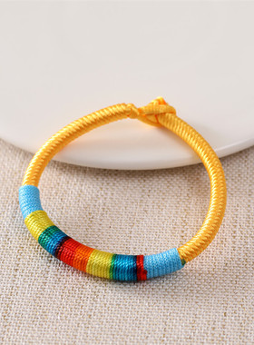 手工编织端午节彩虹红绳五彩绳