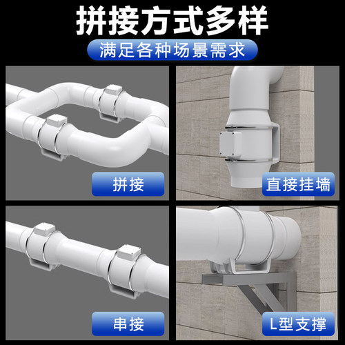管道风机换气扇卫生间强力工业厨房抽风机斜流增压吸烟排风扇出风 - 图3