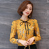 Áo sơ mi voan dài tay 2019 nữ mùa thu mới nhỏ hoa sơ mi hoa trung niên mẹ chạm đáy áo sơ mi - Áo sơ mi chiffon ren mẫu áo sơ mi nữ Áo sơ mi chiffon ren