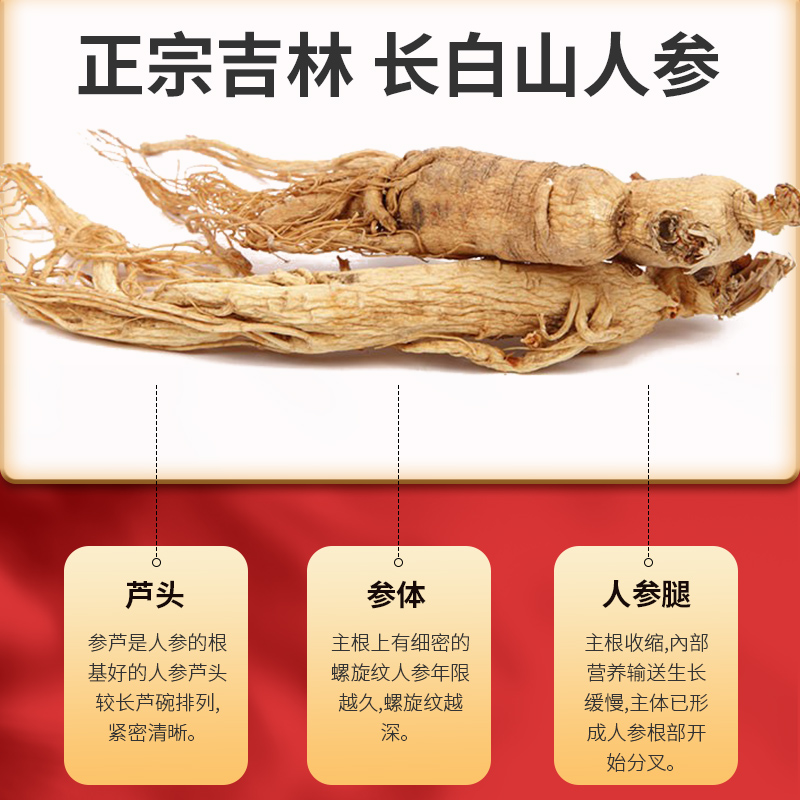 【烈儿超级年货节】亚戈玛人参生晒参礼盒煲汤泡酒长白山