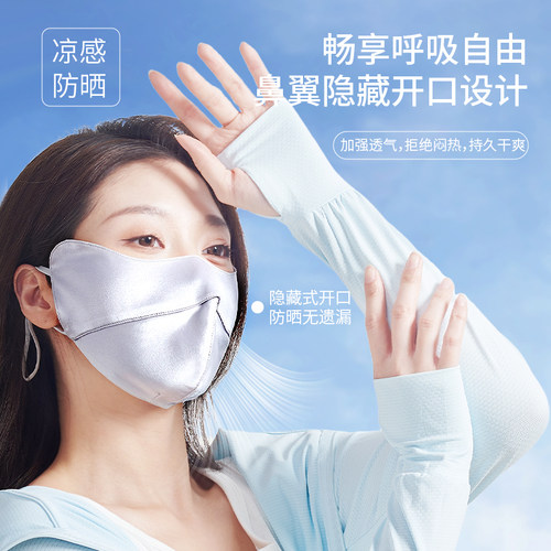 界面真丝防晒口罩女防紫外线2026新款医美遮全脸桑蚕丝冰丝面罩-图1