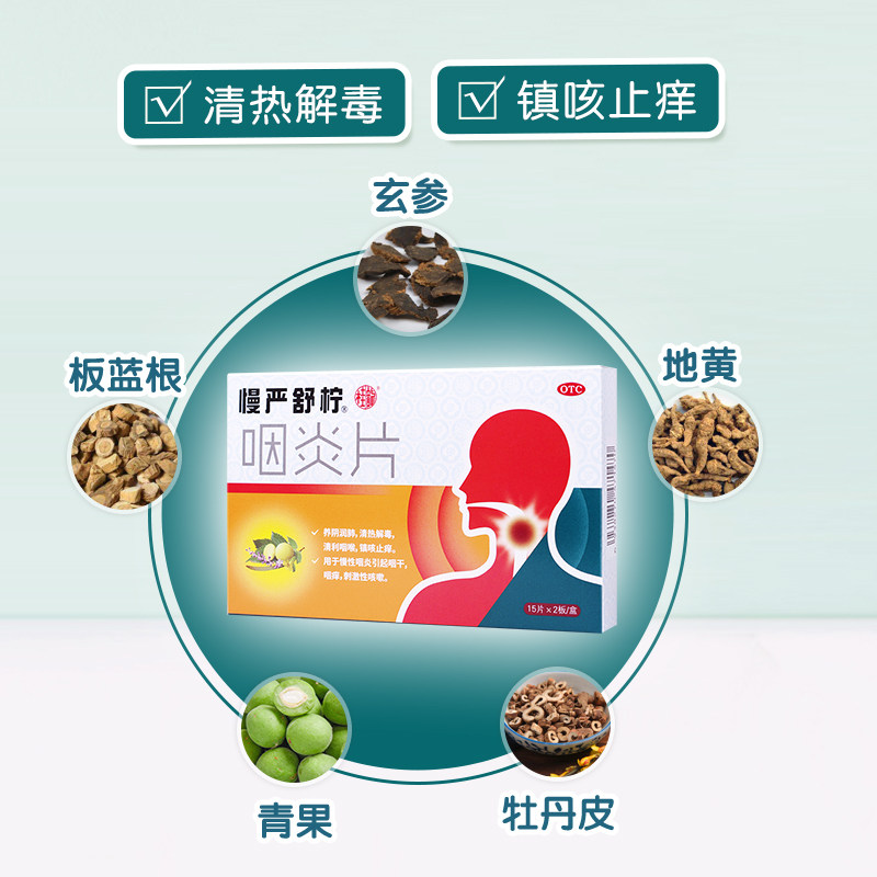 慢严舒柠咽炎片片片利咽发炎咳嗽咽喉炎喉咙嗓子疼急慢性肿痛清咽