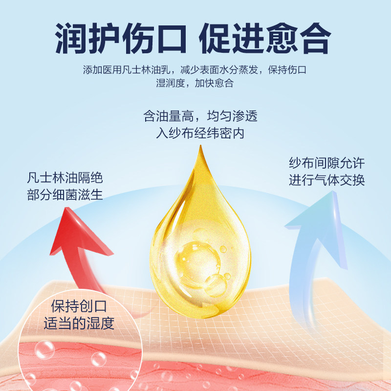 医用凡士林纱布块无菌伤口油性烫伤绷带敷料灭菌油沙布纱条独立装,淘宝优惠券,粉丝福利购,淘宝优惠卷