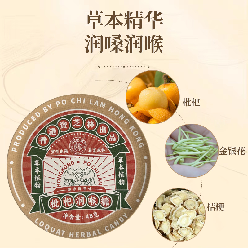 香港宝芝林枇杷润喉糖润嗓护嗓子秋冬季喉咙痛薄荷味含片主播糖果 - 图0