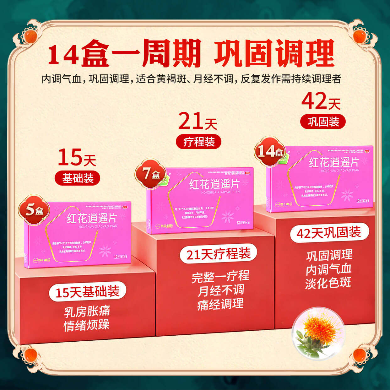 普正红花逍遥片丸24片月经不调黄褐斑乳房胀痛疏肝解郁活血调经