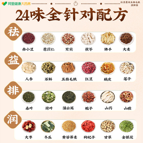 红豆薏米五指毛桃非祛排湿气毒陈皮茯苓去减除肥湿寒气正品养生茶-图1