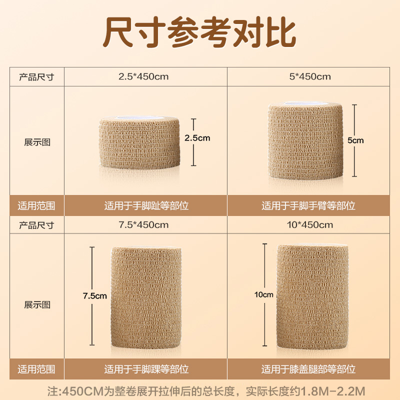 医用自粘弹性绷带运动足球手指护指固定带弹力胶布伤口包扎纱布卷-图2