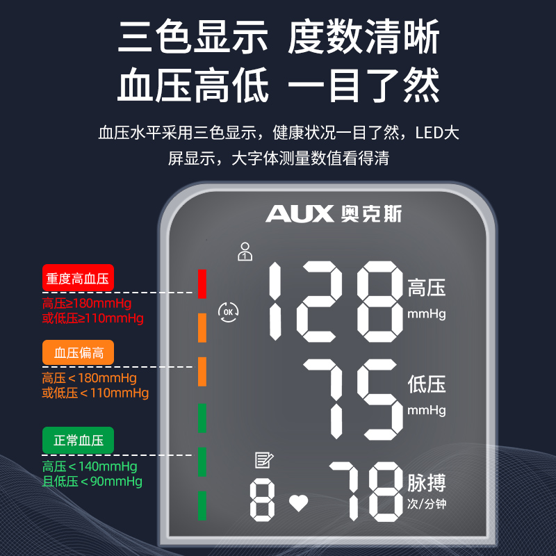 奥克斯电子血压计测量仪家用高精准医用医院专用测量血压官方正品