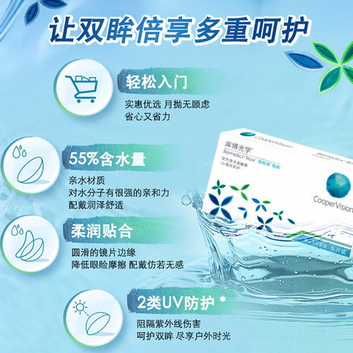库博光学倍明视倍新月抛6片进口隐形近视眼镜透明水润舒适旗舰店 - 图1