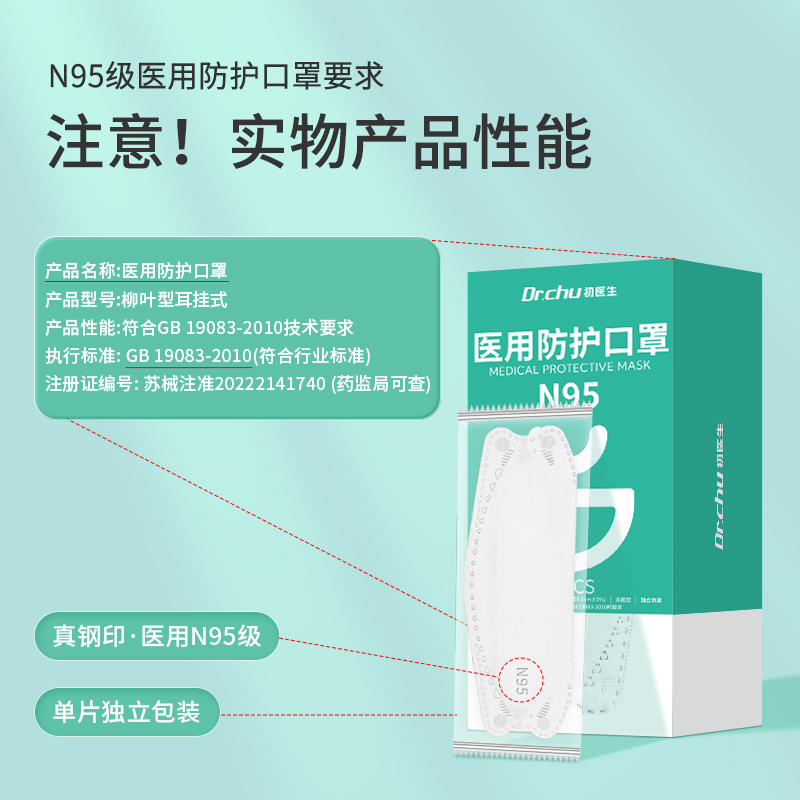 240只n95级医用防护口罩医疗级别医护专用官方正品旗舰店柳叶型kn - 图2