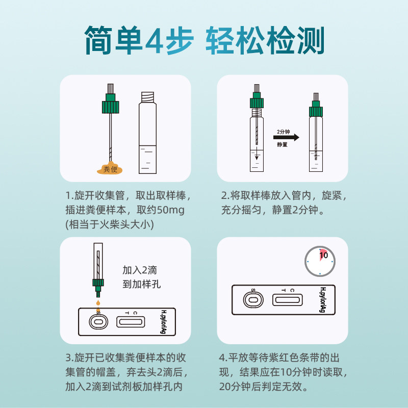 奥泰 幽门螺旋杆菌检测试纸粪便自检测试剂盒胃病非碳14吹呼气卡
