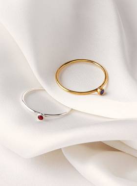 驰航饰品 跨境水钻不锈钢女士指环日韩百搭ins 12月份生辰石戒指