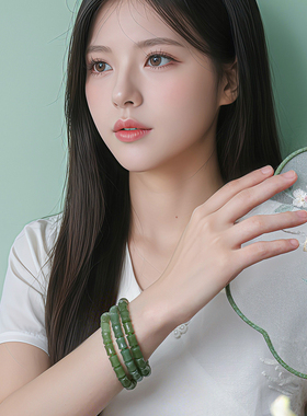 【新品】诗普琳 和田玉竹节手链 手饰送礼女