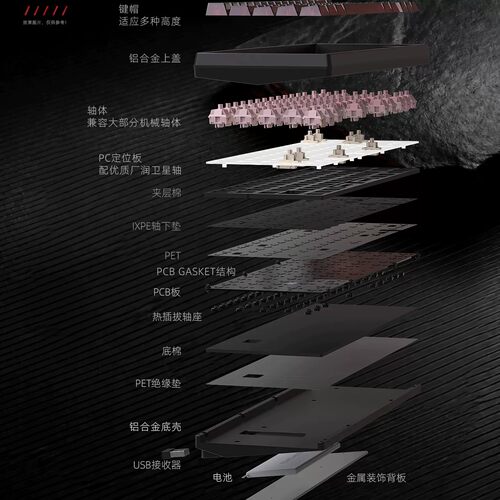 客制化铝坨坨套件黑吉蛇AL65V2蓝牙PBT热插拔机械键盘套件静音轴 - 图1