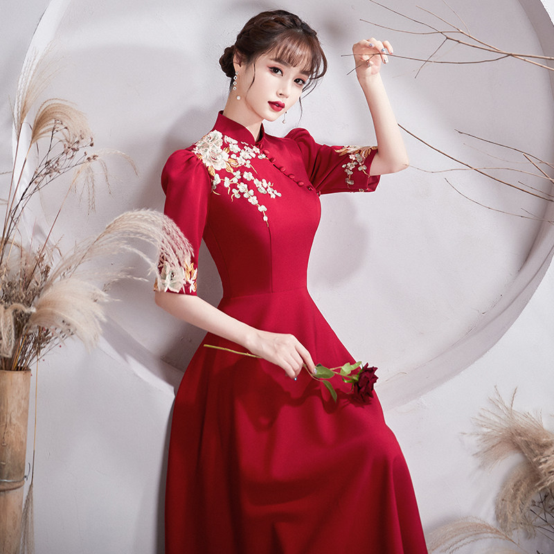 新娘2020新款酒红色结婚旗袍敬酒服 梵蒂歌礼服/晚装