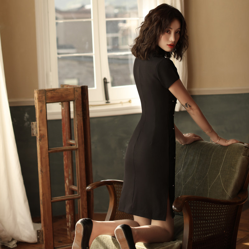 旗袍改良版蚀骨小个子短款女连衣裙 碧诺美旗袍