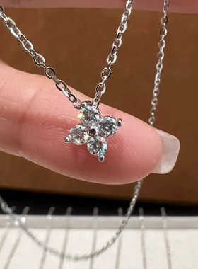 莫桑钻s925纯银四叶草项链