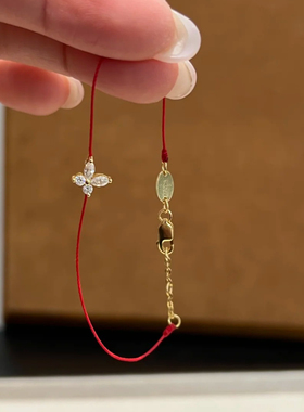 本命年红绳莫桑钻纯银手链手绳