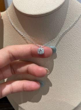 新款莫桑钻项链围镶钻石方包圆包项链锁骨链吊坠S925纯银轻奢高端