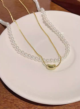 珍珠项链女多层叠戴轻奢高级感锁骨链气质项饰