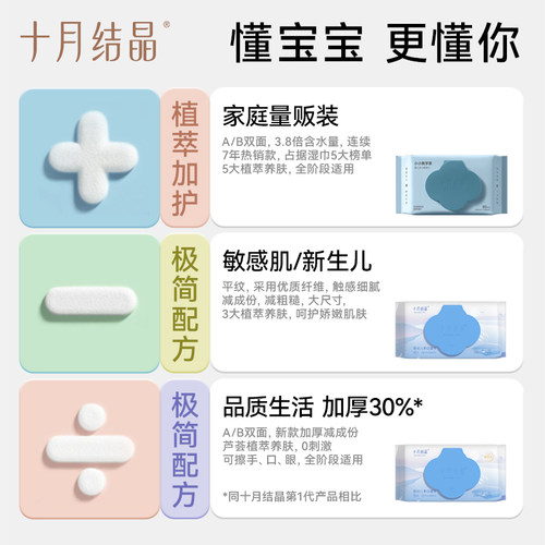 十月结晶婴儿湿巾纸新生儿手口专用屁宝宝幼儿童湿纸巾家用大包装 - 图1