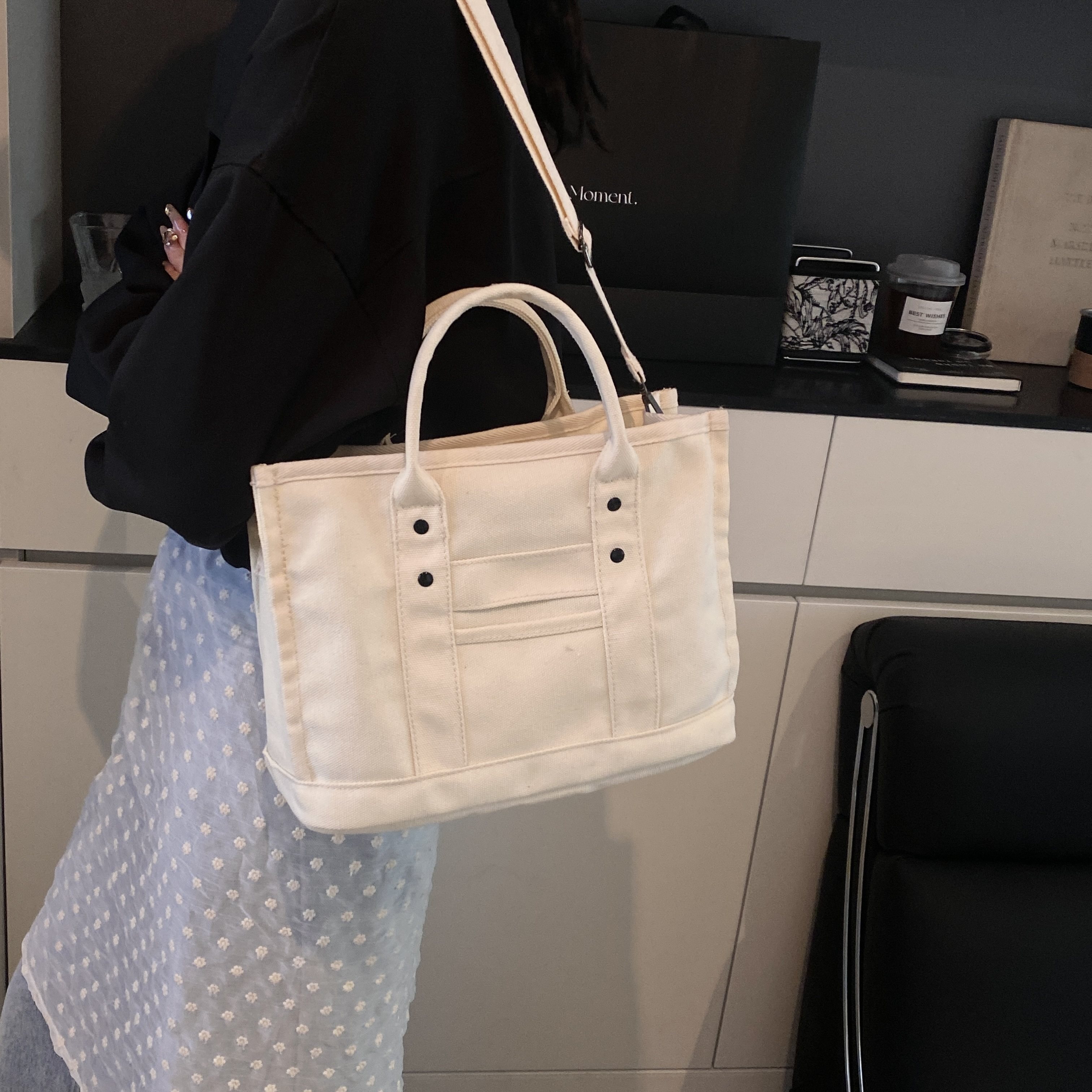 小众帆布托特包包女2025新款潮ins单肩斜挎包时尚简约百搭手提包,淘宝优惠券,粉丝福利购,淘宝优惠卷