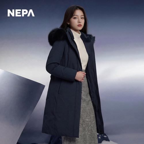 NEPA耐葩户外秋冬百搭户外女士长款GTX防风透湿连帽羽绒服CJ82075 - 图1