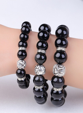 彩虹眼黑曜石有求必应貔貅手串