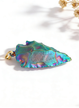 七彩电镀炫彩箭头玛瑙吊坠朋克