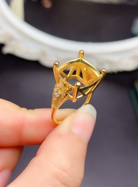 S925银饰戒指空托枕方 12*12mm 镶嵌款式独特玲珑有致简约百搭