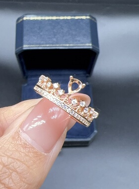 银镀金戒指空托时尚简约皇冠镶嵌水滴3.5×4.5mm彩宝开口戒托diy