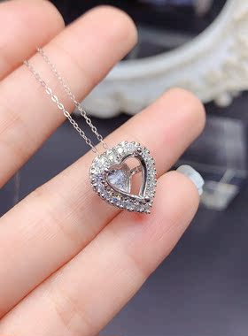 S925银精美厚重大气9*9MM心形吊坠空托