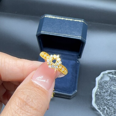 S925银空托复古宫廷风拉丝工艺高级感戒指托 3×4mm 女时尚精致