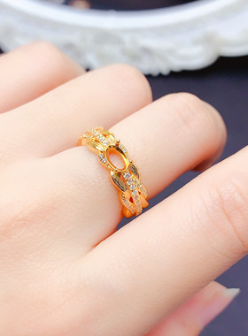 S925银戒指空托女戒托镶嵌椭圆形4*6mm钻石戒指托女戒托