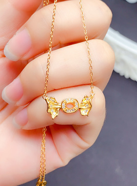 银吊坠空托椭圆形3times4mm女吊坠托镶嵌钻石吊坠托