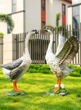 户外玻璃大白鹅雕塑庭院草坪装饰农家乐造景仿真动物园林小品摆件